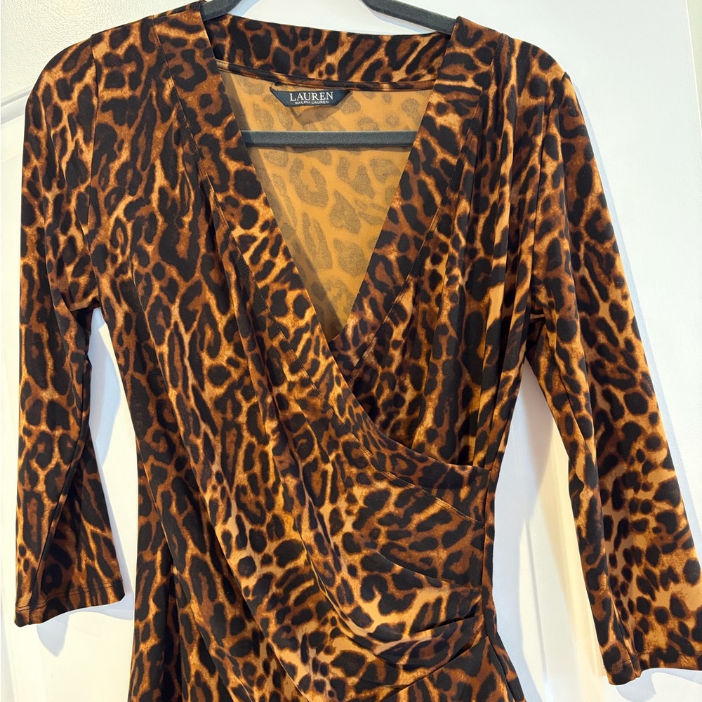 Ralph Lauren Brown and Black Animal Print top